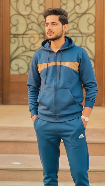Men’s Premium Teal Blue Hoodie Tracksuit Set