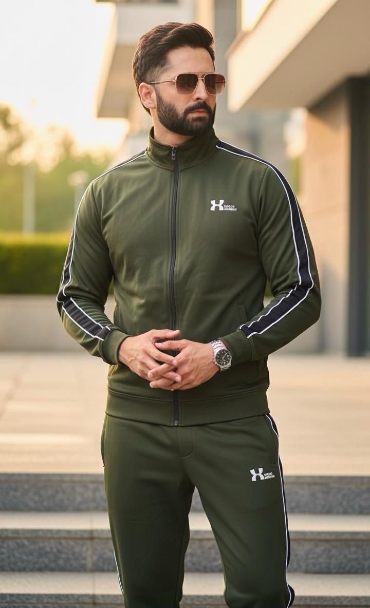 Men’s Premium Brown Zip-Up Tracksuit – Stylish Casual Sportswear Set