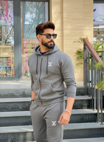 Men’s Premium Brown Hoodie Tracksuit – Casual Zip-Up Winter Wear Set