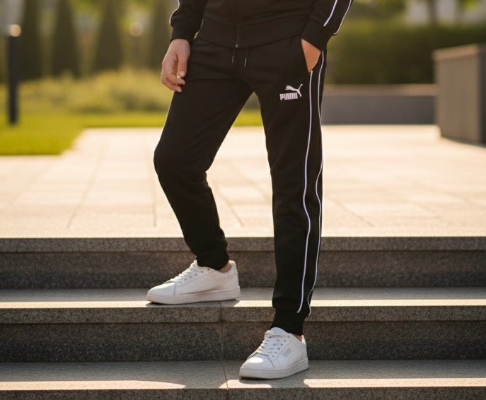 Men’s Black Slim Fit Tracksuit – Premium Zip-Up Jacket & Jogger Pants Set